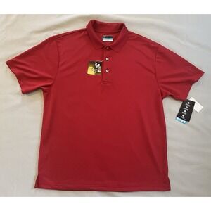 PGA Tour Golf Polo Shirt Air-flux Short Sleeve Collared Sunflux Red L